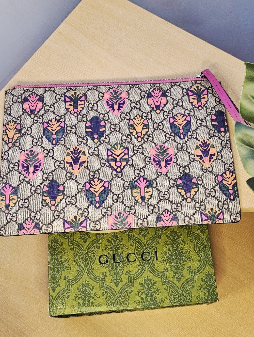 💖 Gucci Tiger Print Limited Edition GG Monogram Clutch Bag